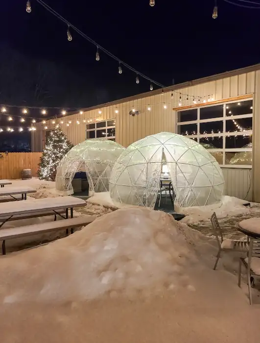 Winter Igloos at Artisanal Brew Works Igloos outside