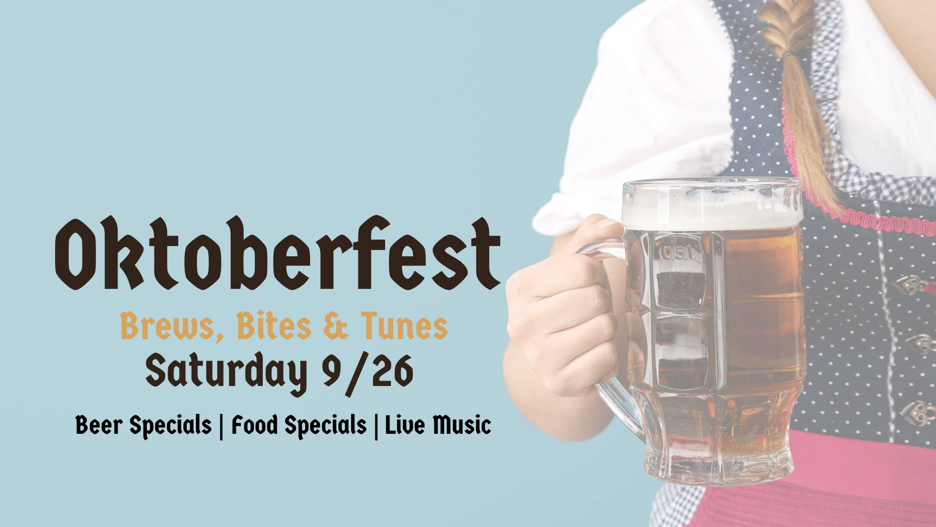 Oktoberfest at Artisanal Brew Works in Saratoga Springs with beer specials, food specials, and live music on Saturday, September 26.
